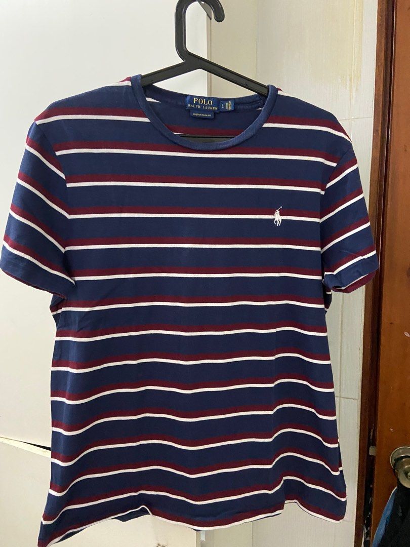 POLO Ralph Lauren Striped Crew Neck (Category: Tshirts & Polo Shirts ) located in Paranaque City. Submitted by santasworkshop (Listing ID 1248973701, Image 1). Description: Excellent condition, barely used L on tag but fits like a small 21.5 W x 26H Guaranteed authentic (bought in 6PM.com) .