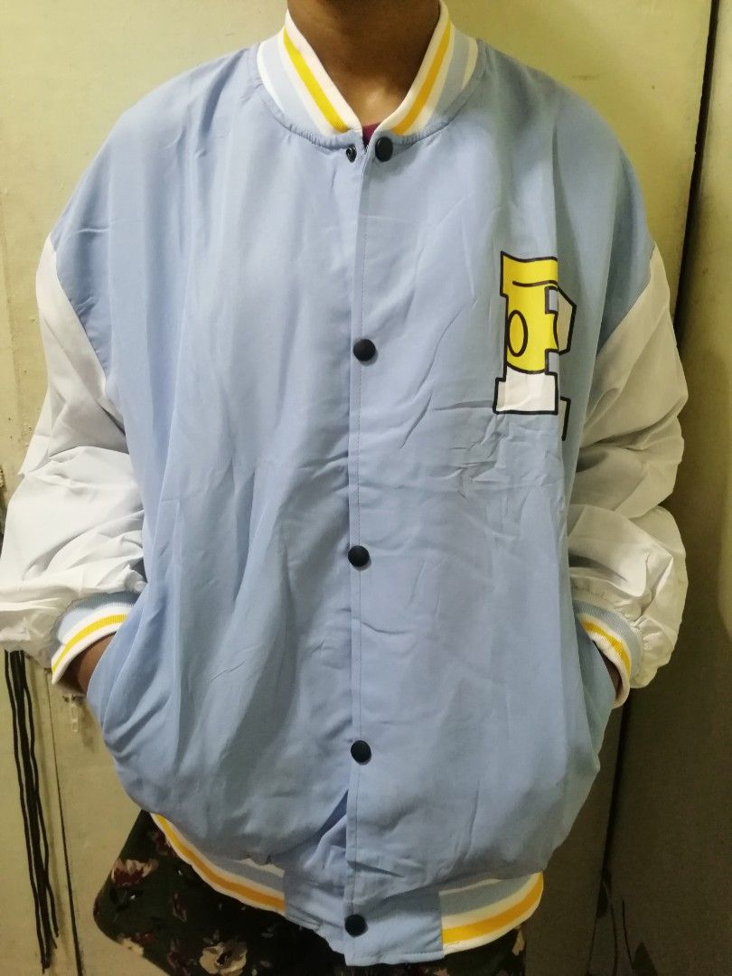 Powder blue varsity jacket / plus size varsity jacket / plus size