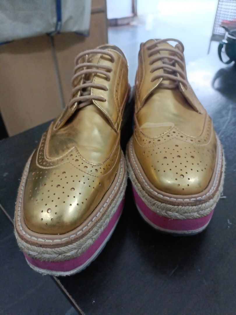 Gold oxford platform shoes sale