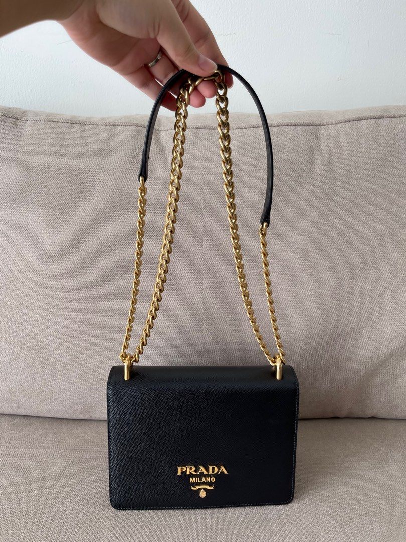 Prada 1BD193 Pattina Saffiano Shoulder Bag Cipria 