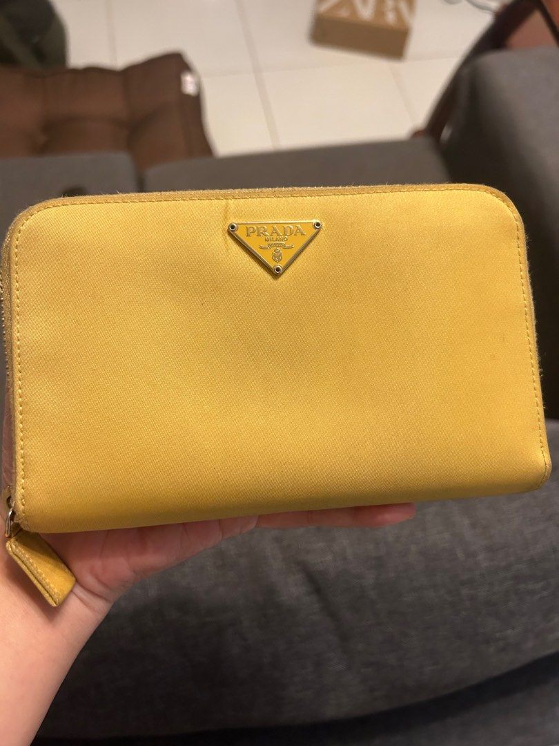 Prada yellow tessuto wallet