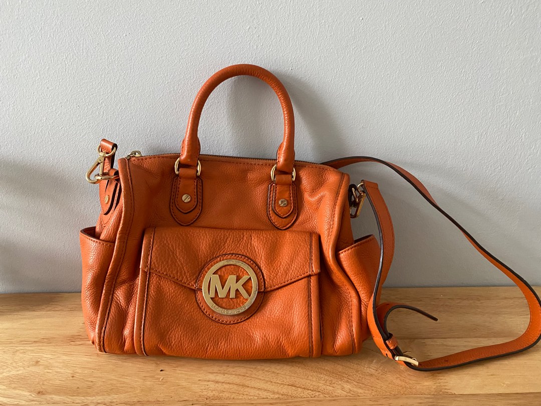 pre loved Michael Kors Margo Tangerine Luggage Luxury Bags