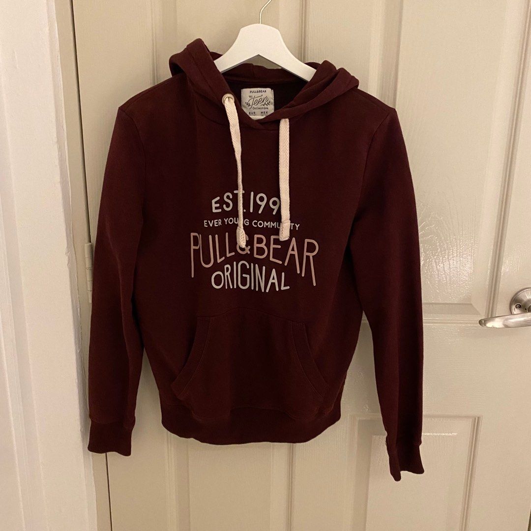 Pull and bear maroon hoodie sale