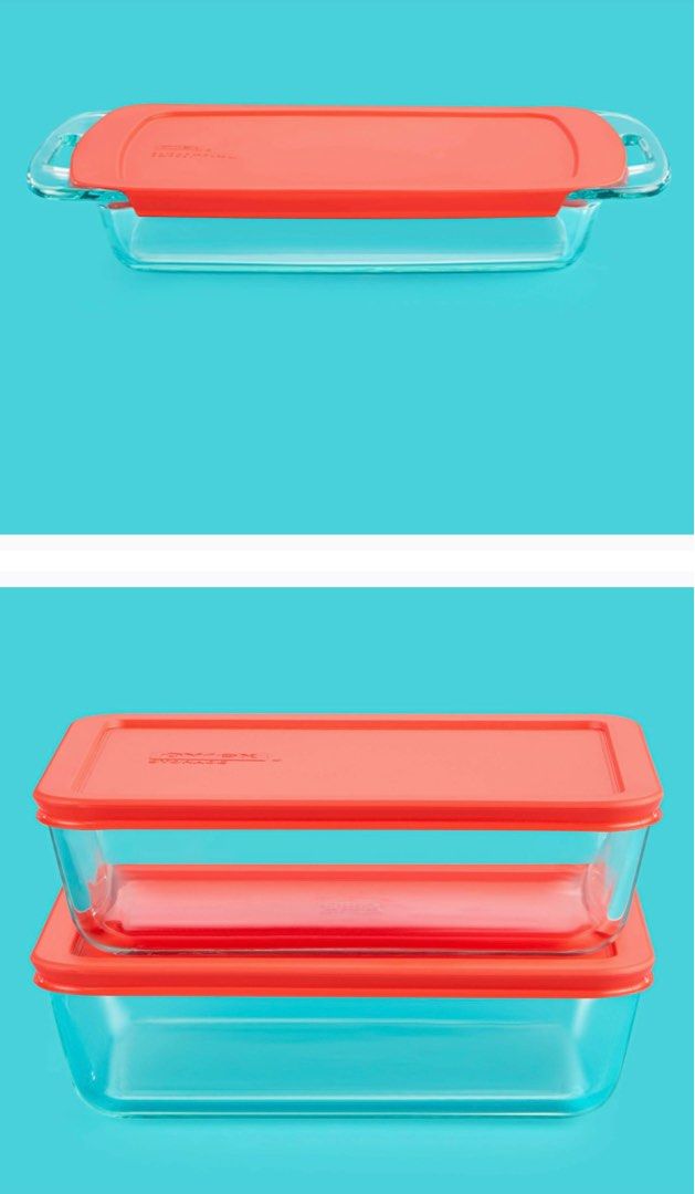 Pyrex Portables Glass Bakeware and Food Storage Set (Black Carrier, 9 ...