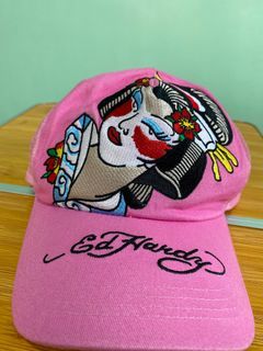 Rare Ed Hardy Pink Geisha trucker cap  embroidered y2k