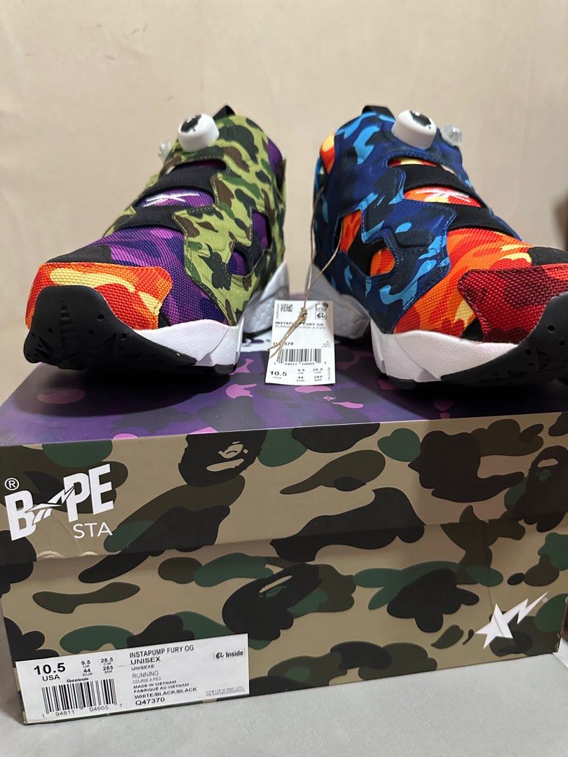 可議REEBOK X BAPE INSTAPUMP FURY OG, 男裝, 鞋, 波鞋- Carousell