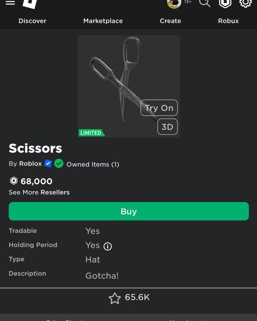 Roblox Limited Scissors, Video Gaming, Video Game Consoles, Others on