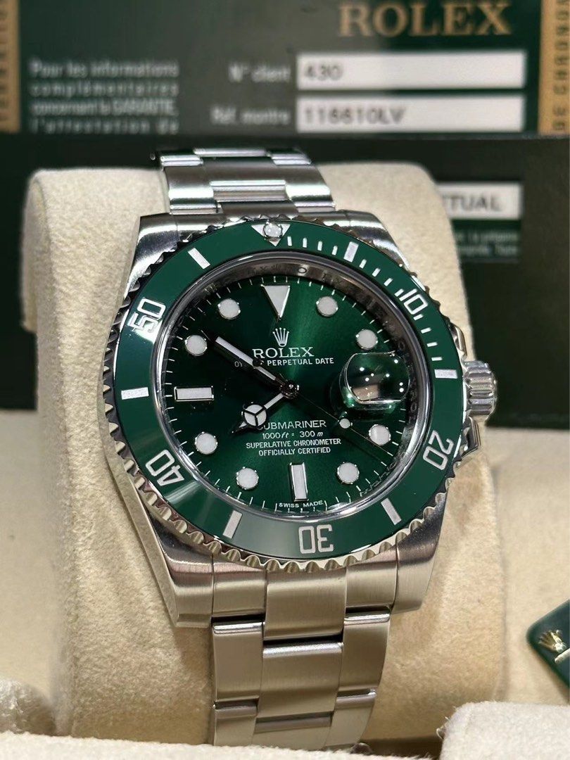 Rolex Submariner Date Hulk Oystersteel Men's Watch 116610LV - Green