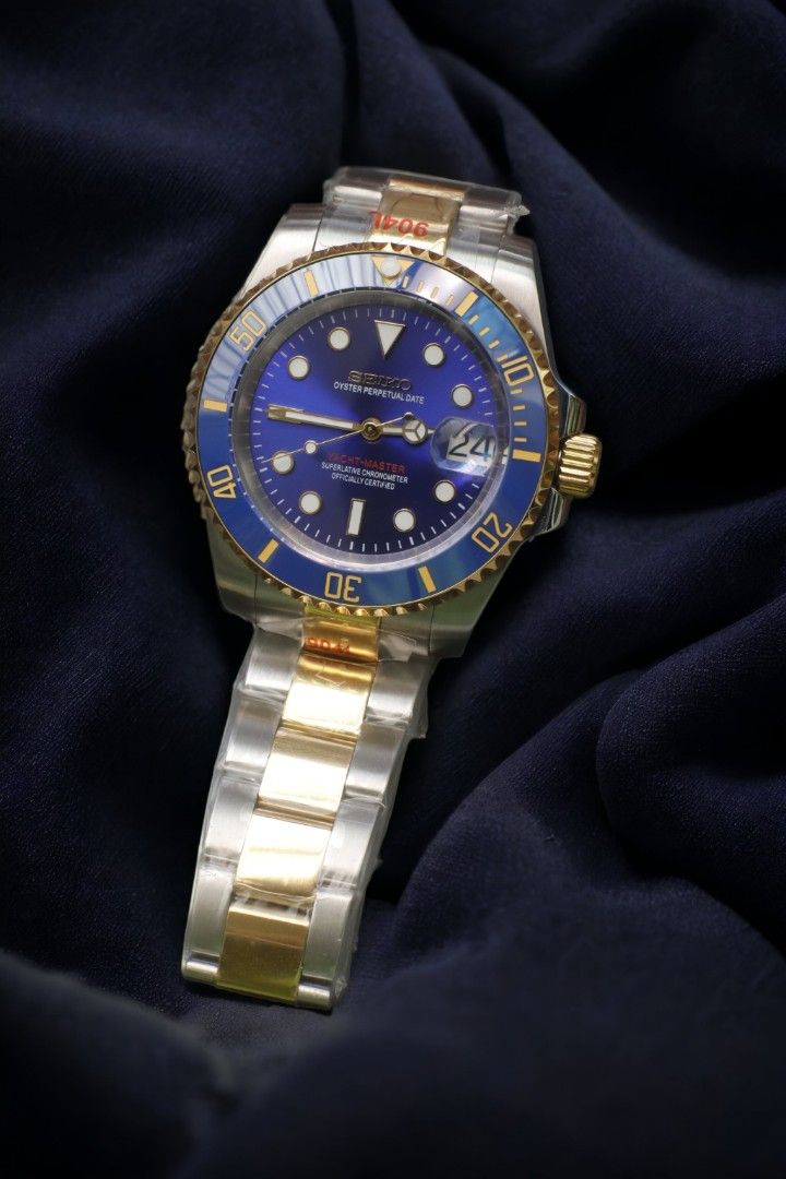Seiko Mod Submariner Bluesy (Category: Luxury Watches) located in Manila. Submitted by rafael_lesaguis (Listing ID 1248936298, Image 3). Description: BRANDNEW (Never-yet-worn) Model: Seiko Mod Submariner Bluesy (Two-Tone Blue Gold) Movement: Seiko NH35 Automatic TMI version with winding and hacking feature Case and Strap: 40mm 904L Stainless Steel version (better than 316) & 904L Oyster Type strap Bezel: Ceramic Type working unidirectional bezel 