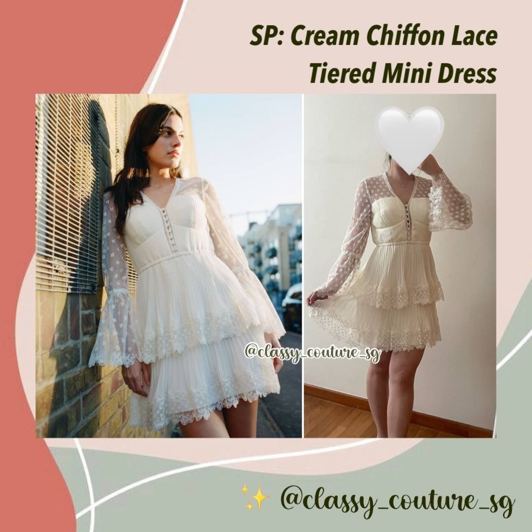 Lace tiered mini dress clearance