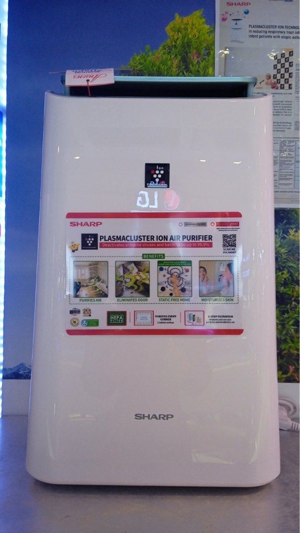 SHARP AIR PURIFIER (Category: Air Purifiers & Dehumidifiers) located in Quezon City. Submitted by maryann5721 (Listing ID 1248952530, Image 2). Description: SHARP Air Purifier FP-J30E-A (23sqm) -4,800 FP-J40E-W (30sqm) -6,800 FP-J60E-W (42sqm) -7,900 FP-J80EP-H (62sqm) -18,200 SHARP Air Purifier w/ Mosquito Catcher FP-JM30EP-B (23sqm) -8,450 FP-JM40EP-B (30sqm) -12,900 FP-GM50E-B (40sqm) -15,200 DW-E16FPW SRP 21,198 Cash: 17,200 WITH HUMIDIFYING 