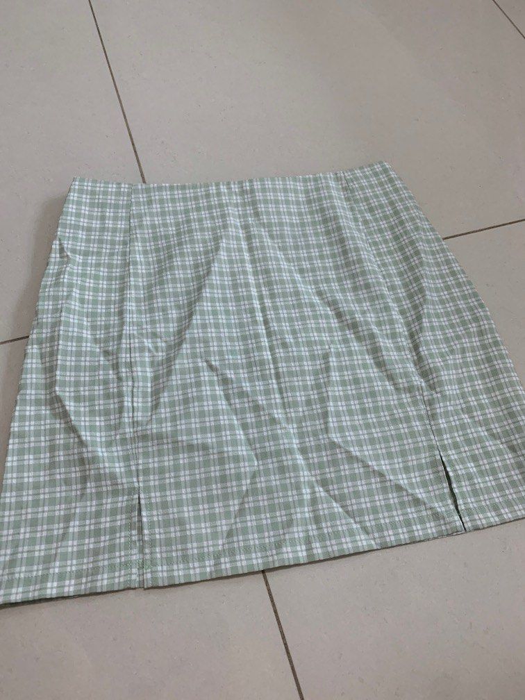 Green plaid clearance skirt shein