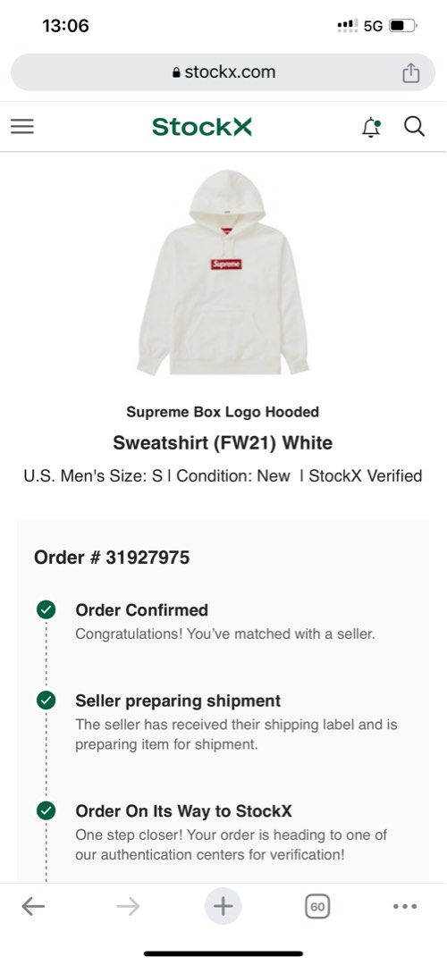 Supreme Box Logo Hooded Sweatshirt (FW21) White U.S. Men's Size: S