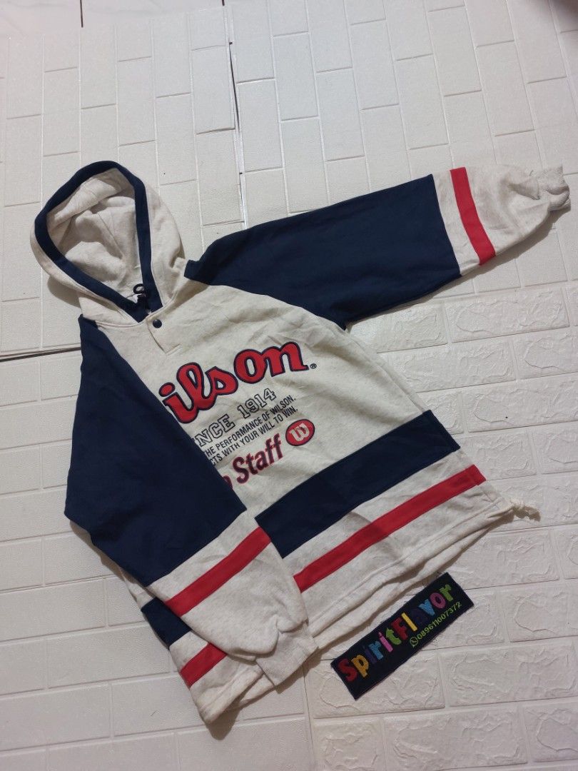 Sweater Hoodie Vintage Wilson color block Size M Fit L Fesyen Pria Pakaian Baju Luaran di Carousell