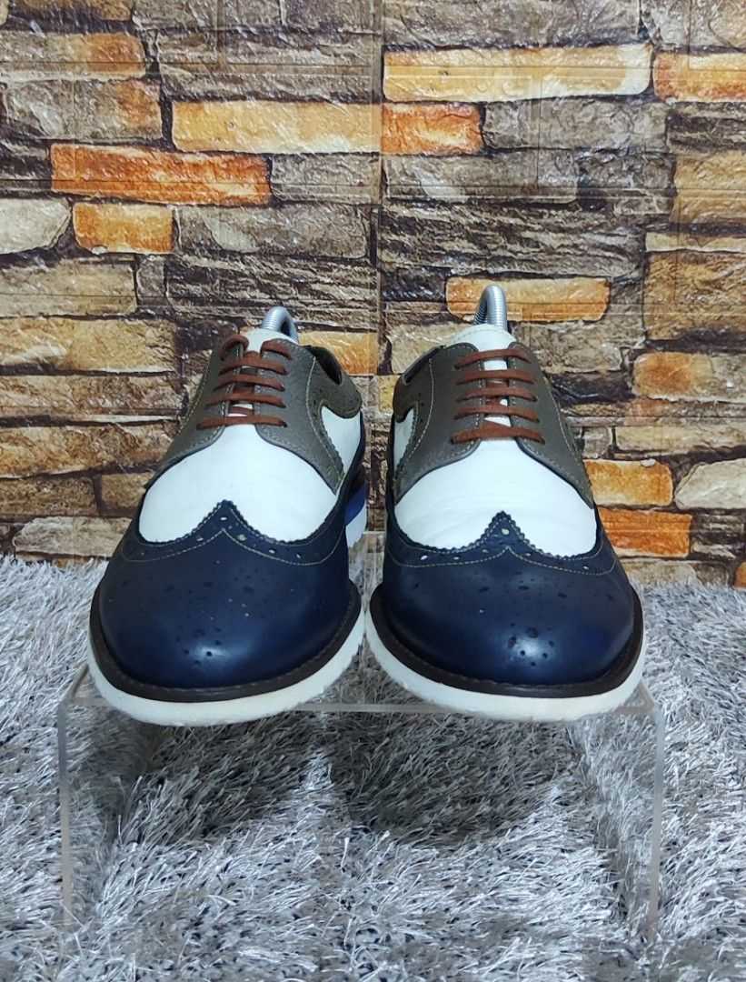 Tandy Mens Oxford Tricolor Brogue Wingtip Leather shoes, Men's Fashion ...