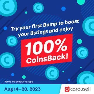 Try your first Bump to boost your listings and enjoy 100% CoinsBack!