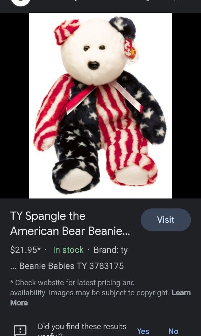 TY Beanie Babies Spangle The Bear White Blue Face Hobbies Toys