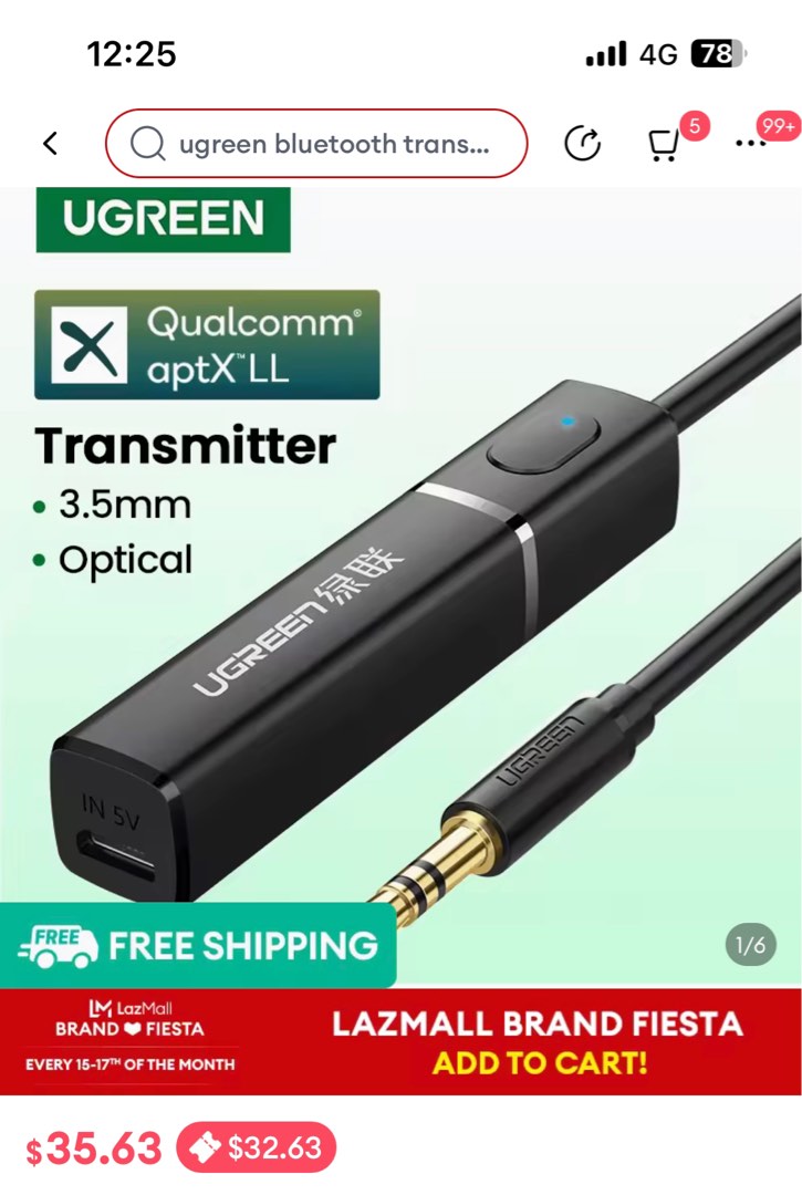 Ugreen bluetooth 4.2 hotsell transmitter with optical plug