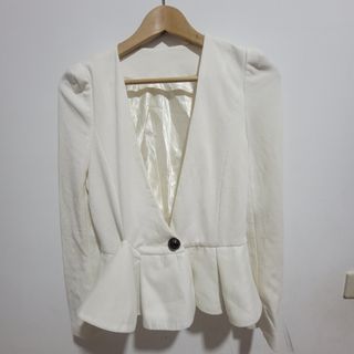 韓版女西裝v領長袖外套設計款白色38