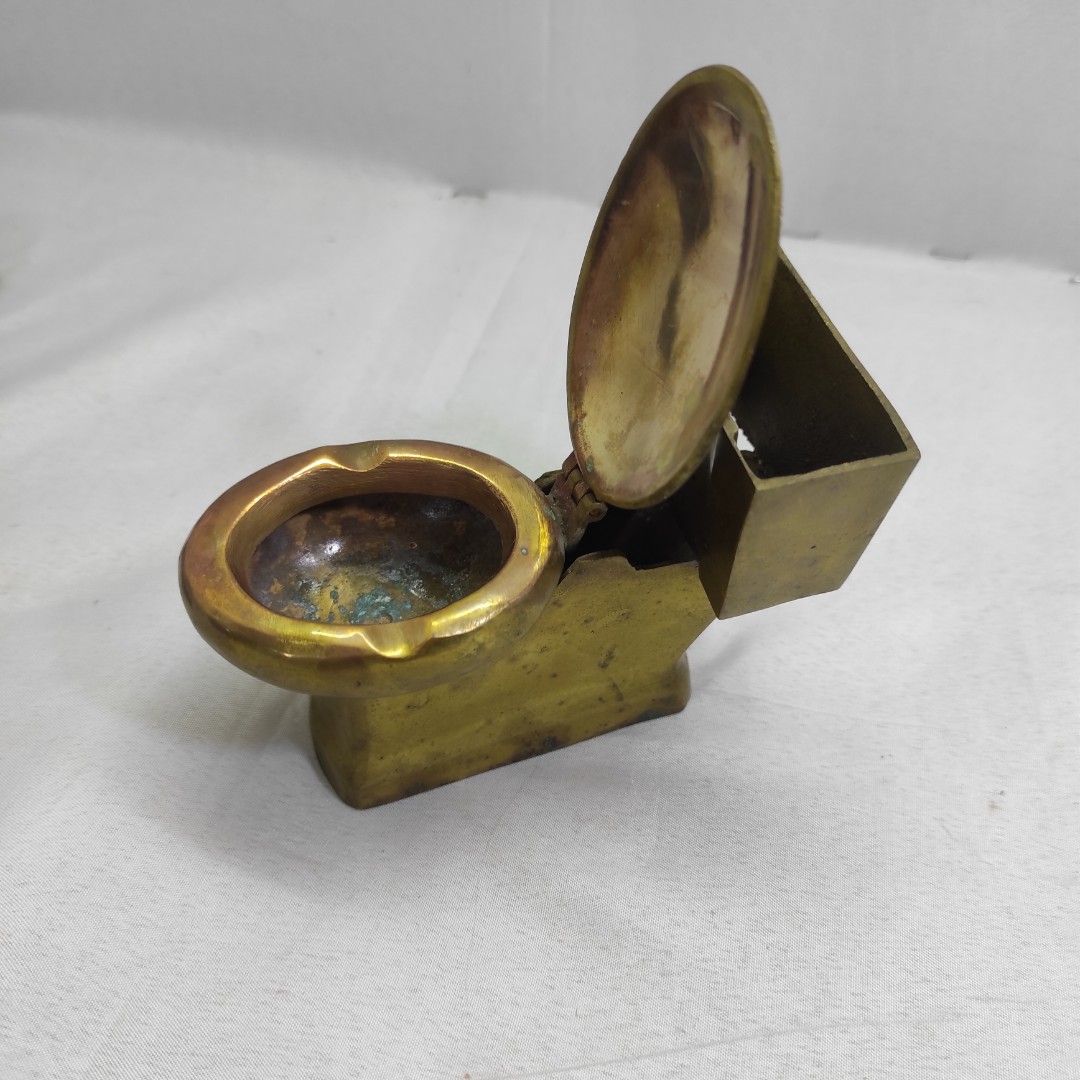 Vintage retro solid brass toilet ashtray 4” 1950 *107 on Carousell