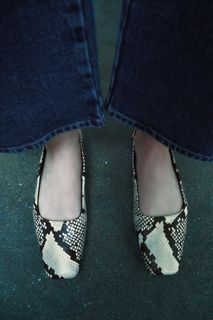 ZARA Animal Print Leather Ballerinas