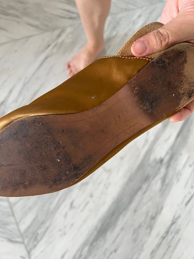 Zara mustard silk mules