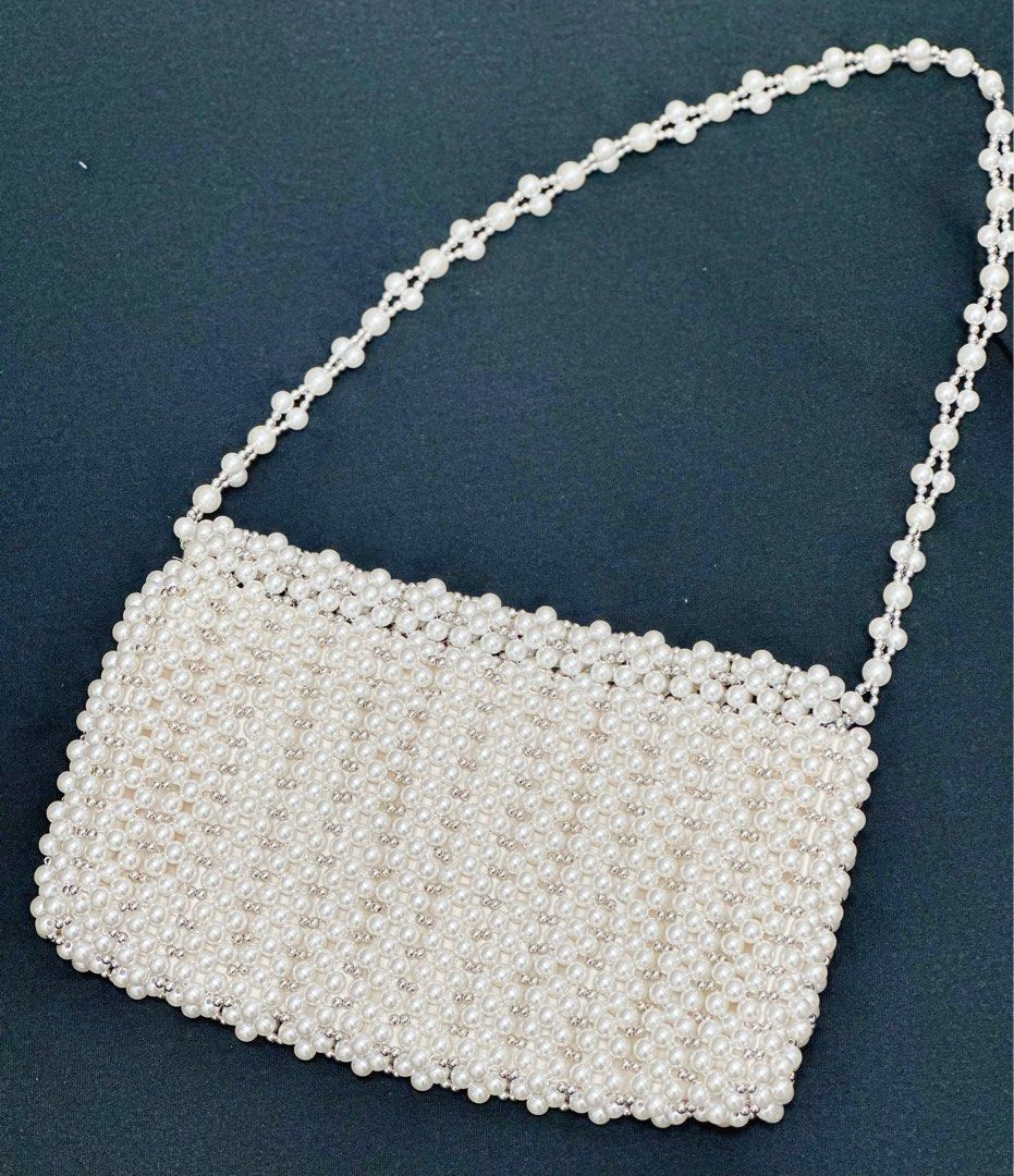 Zara white beaded bag sale