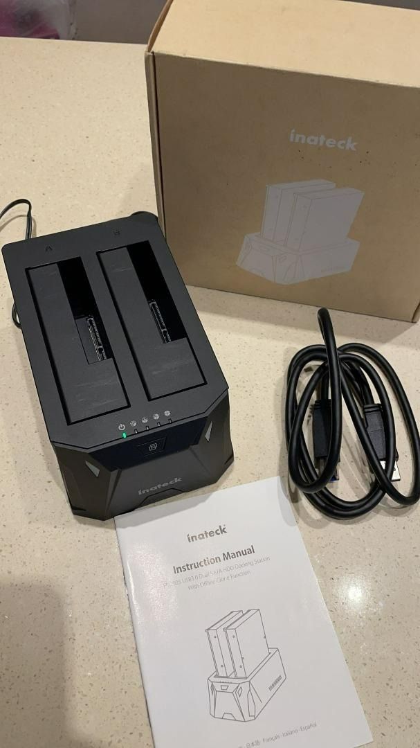 2708) INATECK SATA HARD DRIVE DOCKING STATION, USB 3.0 SSD DOCKING