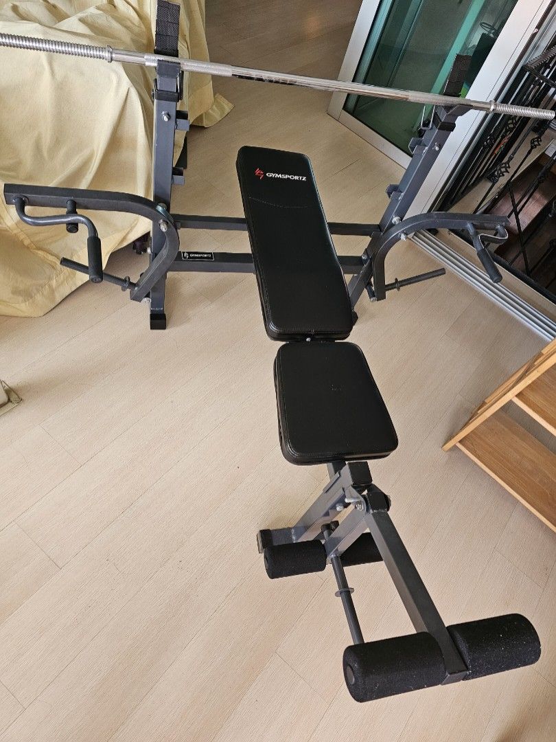 340STB WEIGHT BENCH COMBO with 55kg barbell set Sports