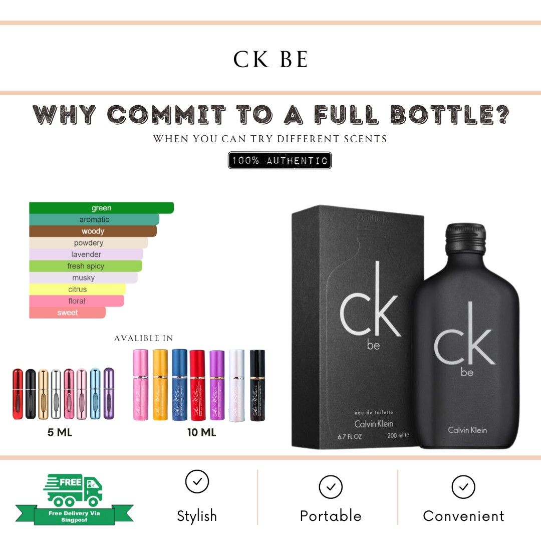 [5ml/10ml]Ck Be EDT by Calvin Klein 5ml Travel-Size Fragrance Spray