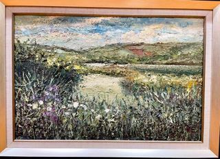 New original oil painting on canvas with inner and outer frames