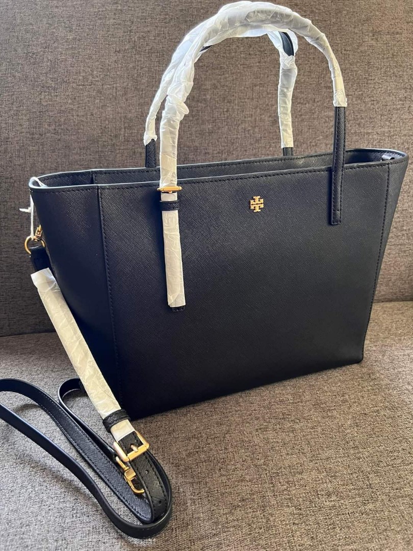 Tory Burch Emerson Envelope Shoulder Bag Small Black in Saffiano Leather  with Gold-tone - GB