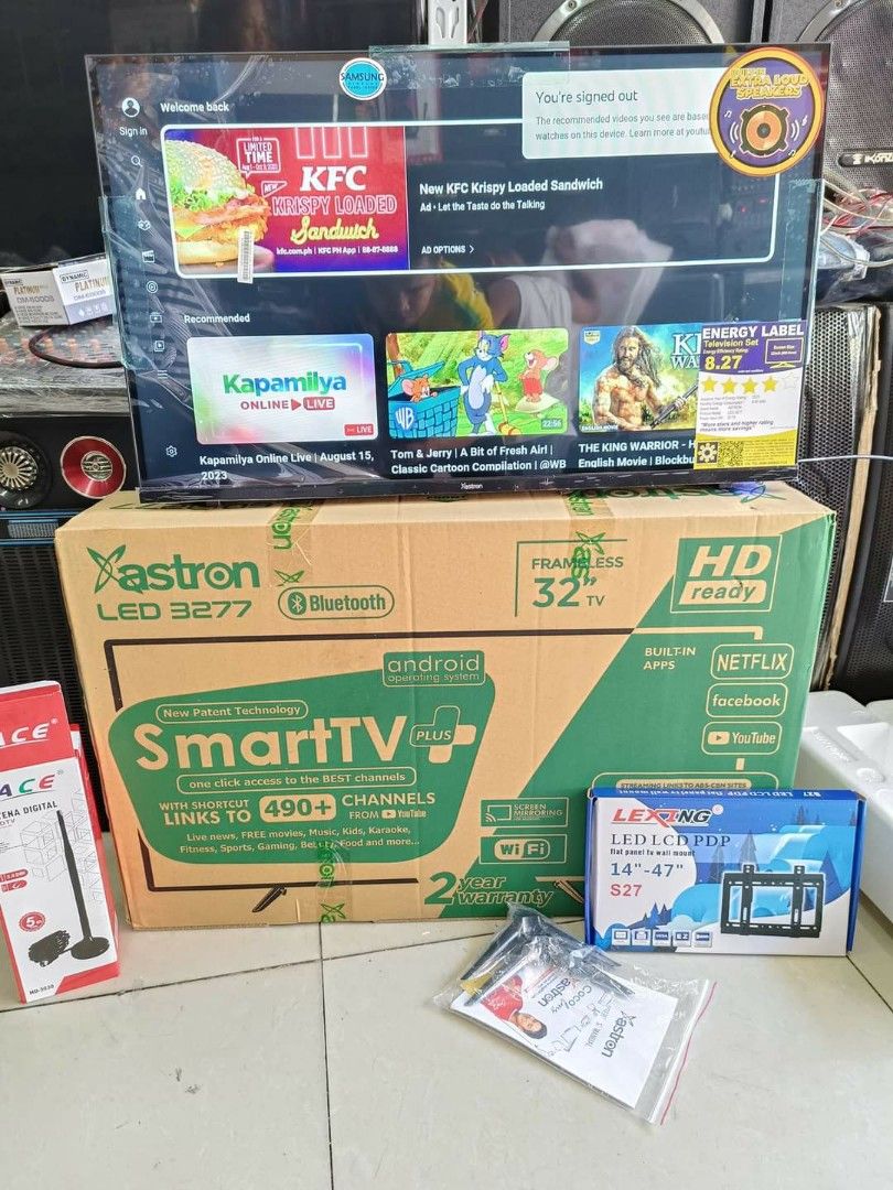 ASTRON SMART DIGITAL TV 32" Model: LED 3277 (Category: TV) located in Quezon City. Submitted by st_jericho (Listing ID 1249170077, Image 3). Description: Php 7,650 ‼️ ASTRON SMART DIGITAL TV 32" Model: LED 3277 ✅BRAND-NEW ITEMS 🆓FREE REMOTE CONTROL 🆓FREE STAND BASE + FIX WALLBRACKET 🆓FREE 5M DIGITAL ANTENNA 👉LED TV SPECIFICATIONS ✔️Display Resolution – 1920x1080p ✔️Refresh Rate – 60HZ ✔️Clear Motion Rate — 200 ✔️Response Time – 5ms ✔️Power In