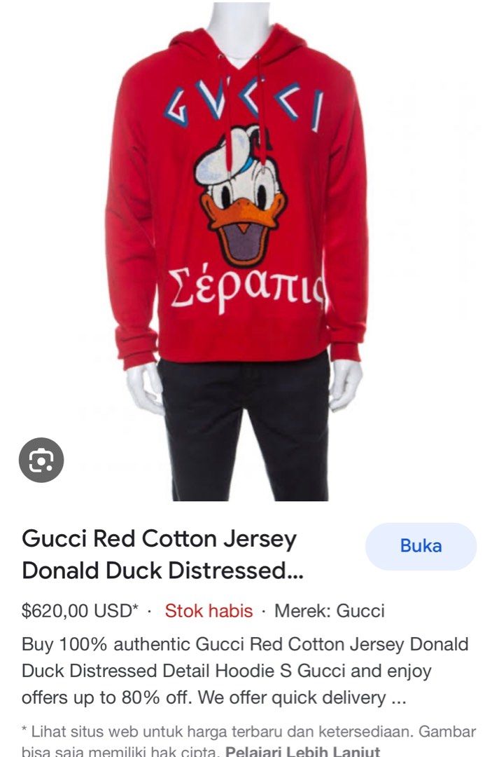 Atasan Pria Hoodie G ci Red Cotton Donald Duck Distressed Fesyen Pria Pakaian Atasan di Carousell