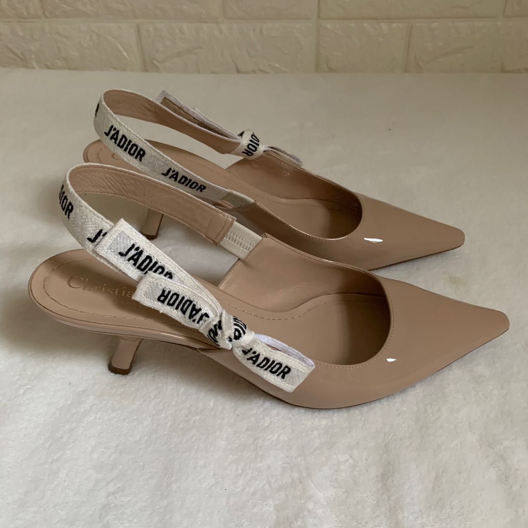 JAdior slingback flat beige full diamond crystal and seude