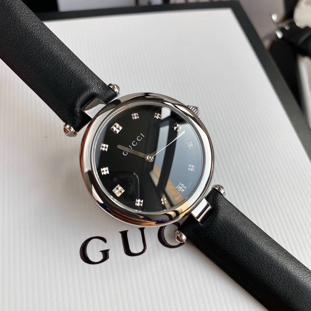 AUTHENTIC GUCCI DIAMANTISSIMA BLACK DIAL ROSEGOLD CASE LEATHER