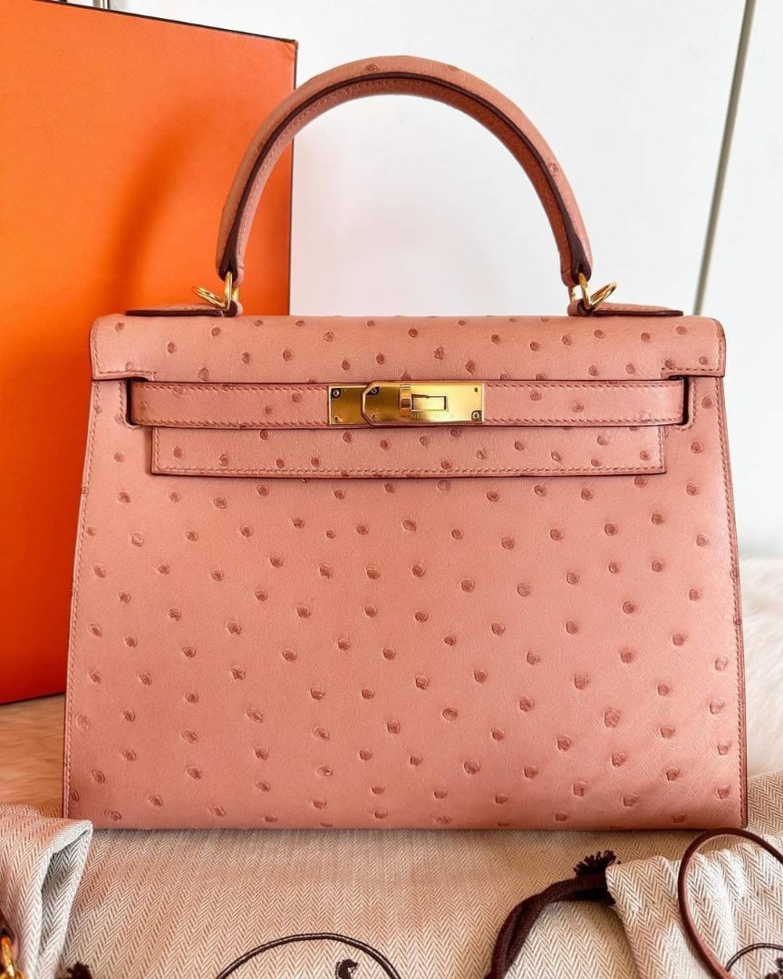 Hermès Terre Cuite Ostrich Leather Kelly 28cm Sellier at 1stDibs