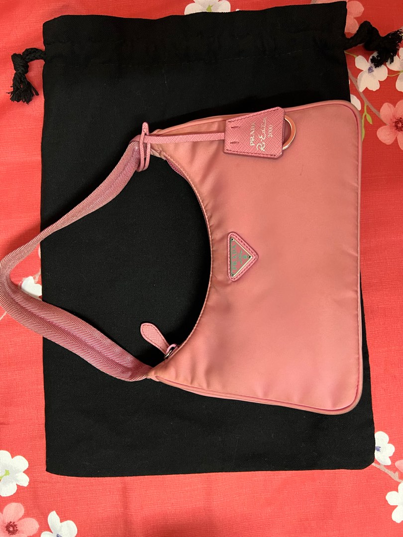 Prada Re-Edition Shoulder Bag Mini Nylon Begonia Pink in Nylon with  Silver-tone - US