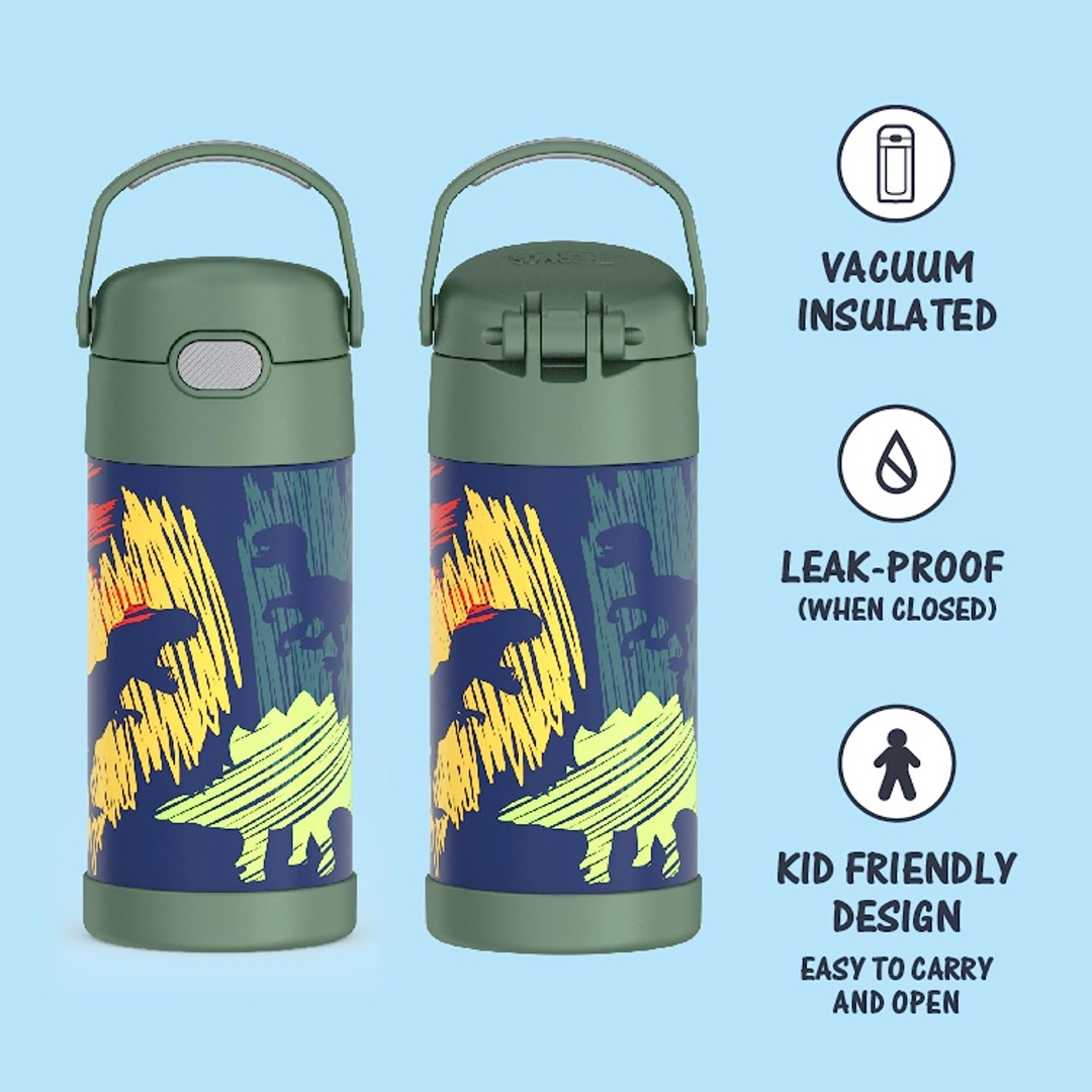 Authentic THERMOS FUNTAINER 12 Ounce Stainless Steel Vacuum Insulated Kids Straw Water Bottle