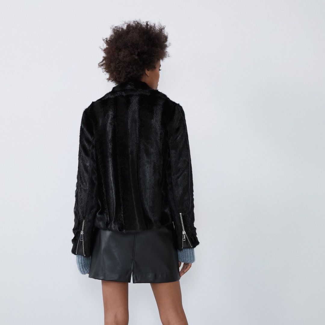 Faux fur biker jacket zara clearance
