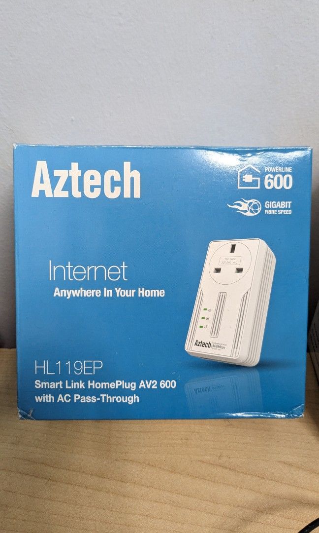 Aztech HL119EP Smart Link HomePlug AV2 600Mbps with AC Pass-Through ...