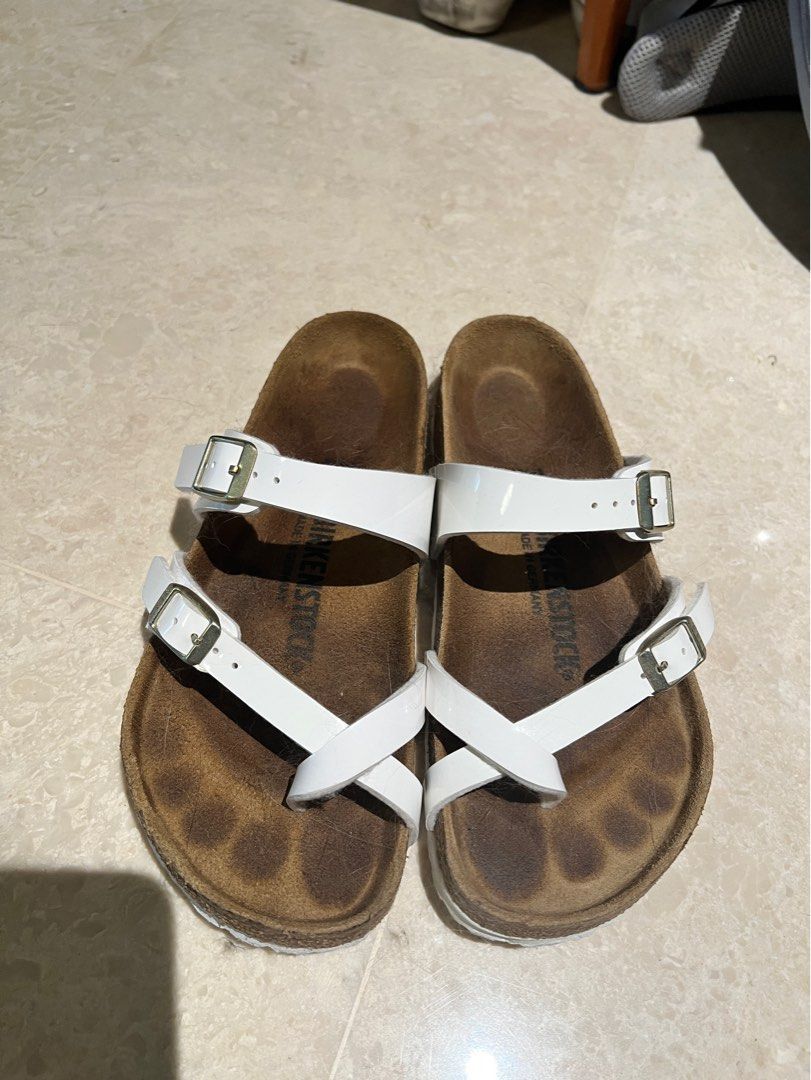 white birkenstock mayari sandals
