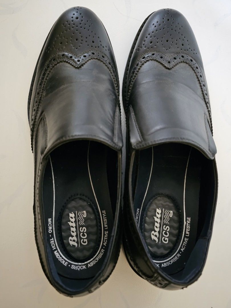 Bata leather black shoes clearance