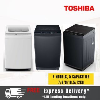 BRAND NEW TOSHIBA 7/8/9/10.5/12KG BLACK/WHITE/DARK GREY TOP LOAD WASHING MACHINE [AW-J800AS/AW-K801AS/AW-M901BS/AW-J900DS/AW-J1000FS/AW-DJ1000FS/AW-DUK1150HS/AW-DUK1300KS] - MULTI MODELS