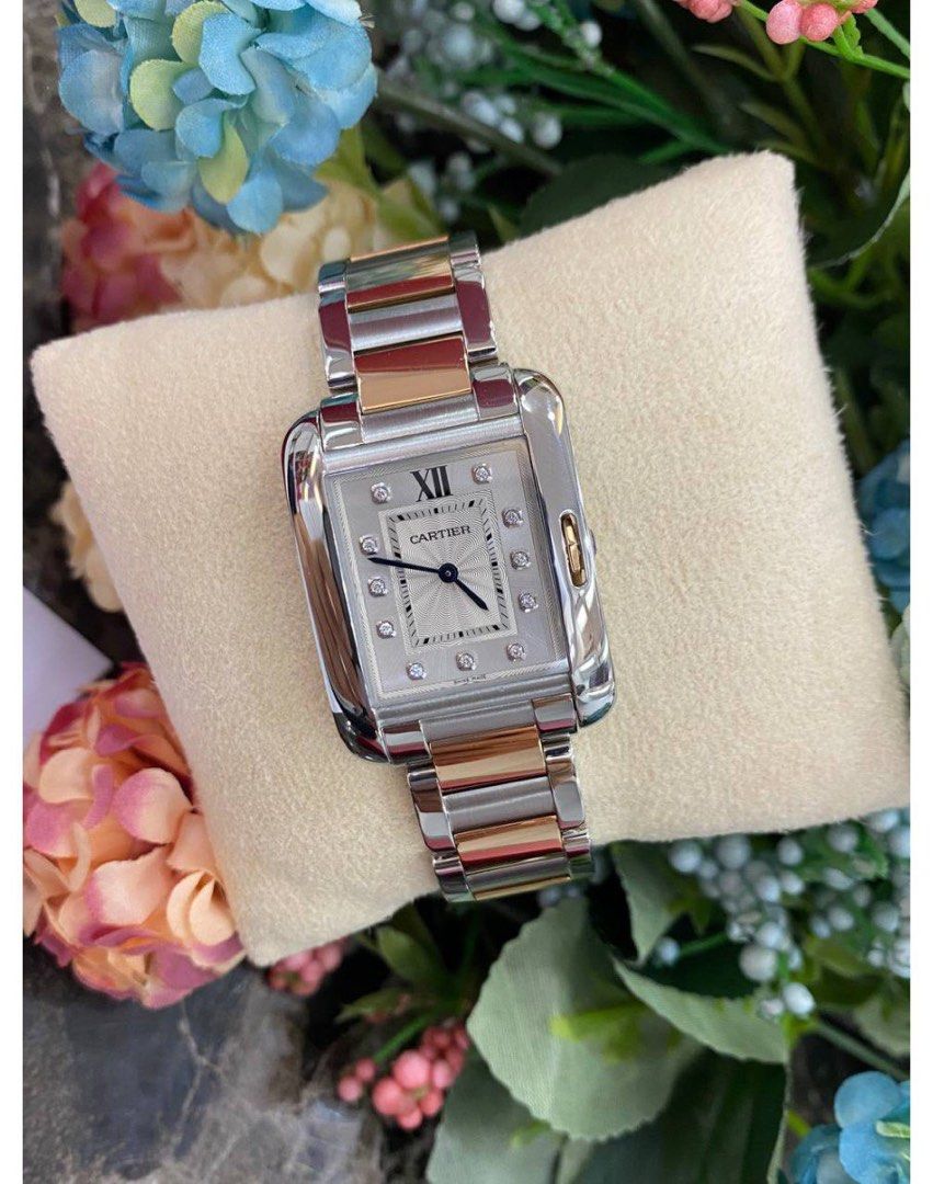 Cartier tank cheap anglaise with diamonds