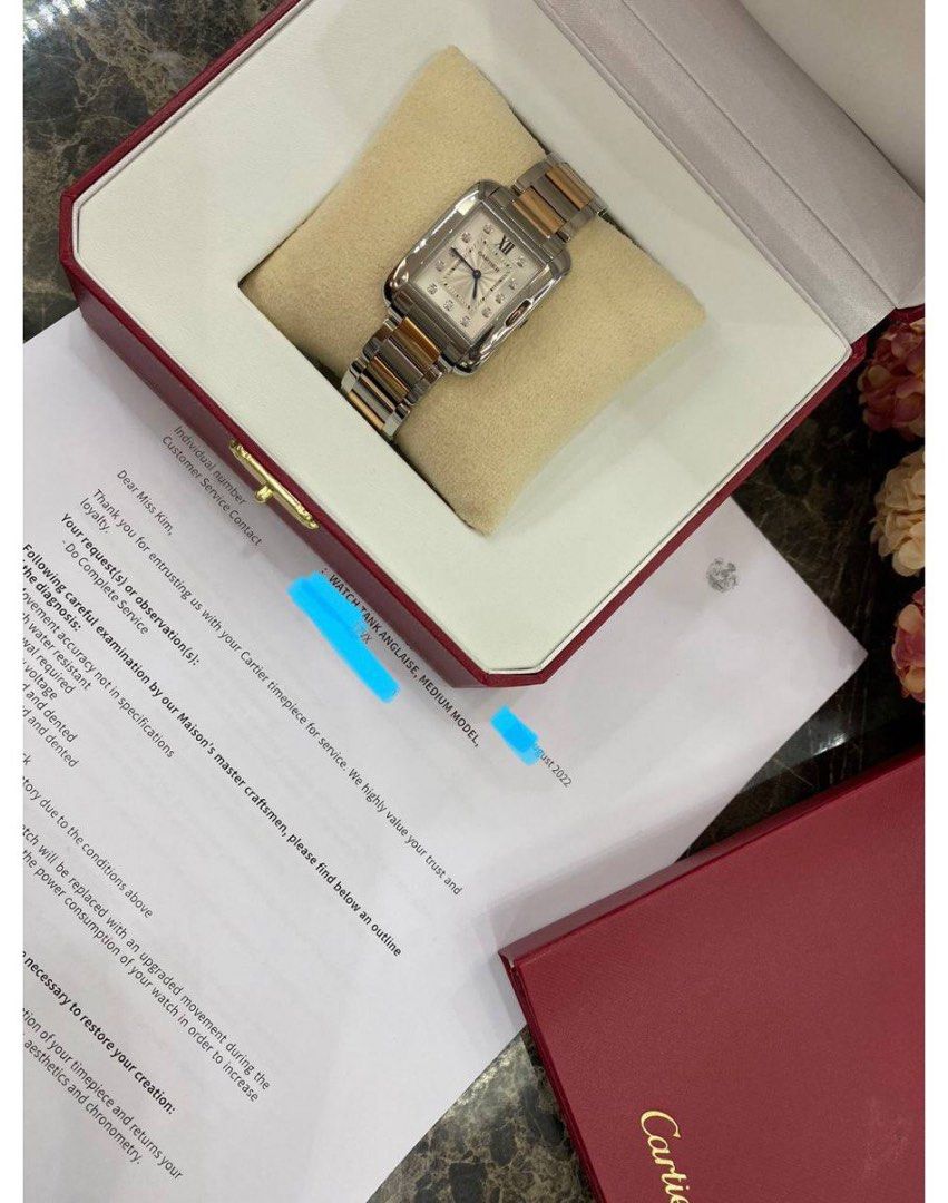 CARTIER TANK ANGLAISE HALF 18K ROSE GOLD DIAMOND YEAR 2017 WATCH