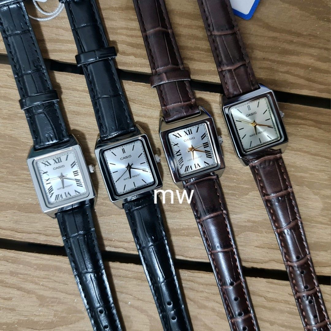 Casio ladies girls leather square mini face watches ltp v007l brand new