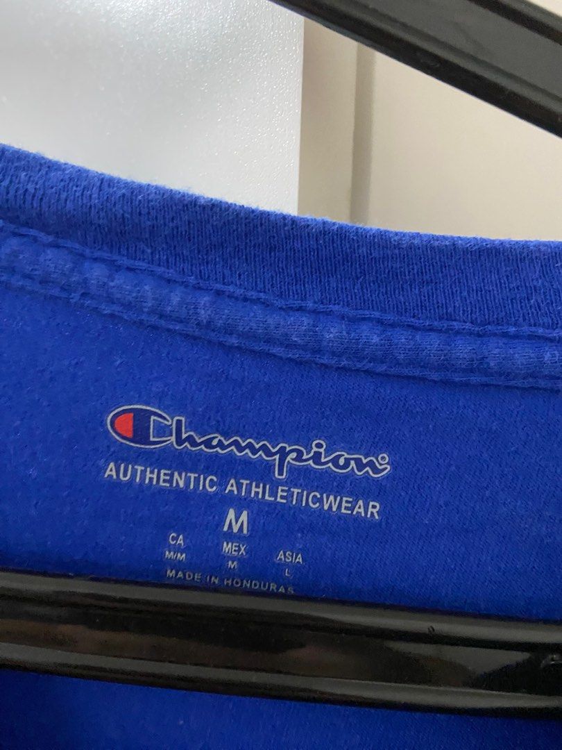 Champion Blue T-Shirt (Category: Tshirts & Polo Shirts ) located in Paranaque City. Submitted by santasworkshop (Listing ID 1249126879, Image 2). Description: Champion Blue T-Shirt Size: M on tag (fitted) 19 W 26.5 H Guaranteed authentic. Bought this from Nordstrom Rack US..