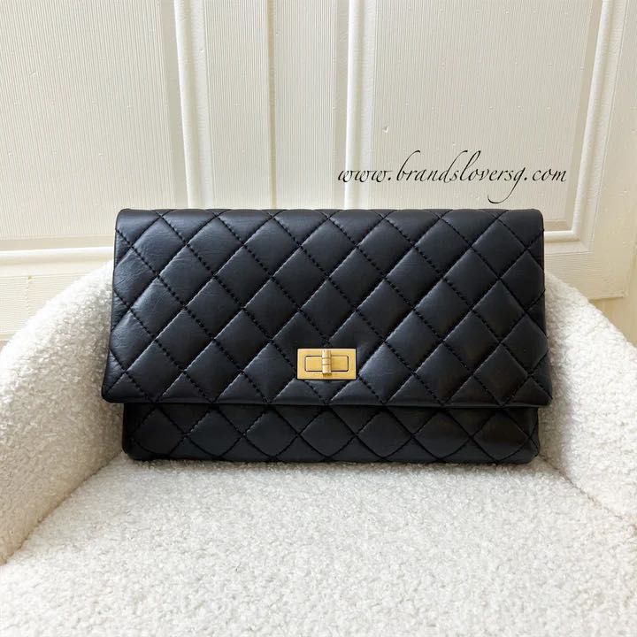 Chanel 2.55 Reissue Clutch in Black Aged Calfskin and AGHW, Luxury