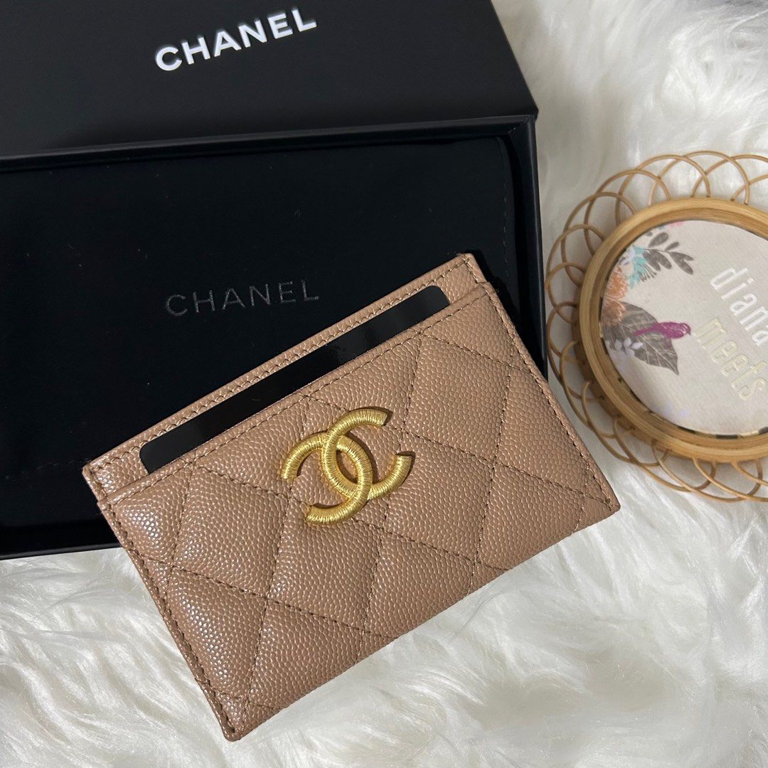 Chanel Card Holder 23B Dark Beige, Luxury, Bags & Wallets on Carousell